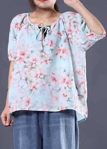 Women floral cotton linen tops women blouses design v neck summer shirt - bagstylebliss