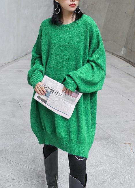 Women green knitted pullover o neck Batwing Sleeve casual knitted blouse - bagstylebliss