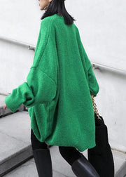 Women green knitted pullover o neck Batwing Sleeve casual knitted blouse - bagstylebliss