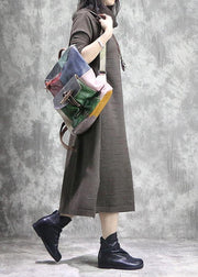 Women high neck Sweater weather Moda dark khaki side open daily knitwear fall - bagstylebliss