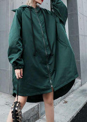 Women hooded Fine clothes green loose women coats fall - bagstylebliss