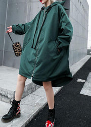 Women hooded Fine clothes green loose women coats fall - bagstylebliss