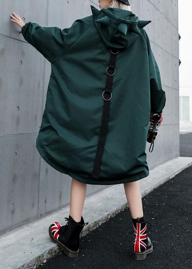 Women hooded Fine clothes green loose women coats fall - bagstylebliss