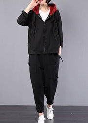 Women hooded cotton clothes Photography black coats fall - bagstylebliss