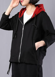 Women hooded cotton clothes Photography black coats fall - bagstylebliss