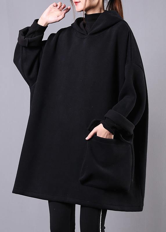 Women hooded thick cotton clothes For Women Sewing black tops - bagstylebliss