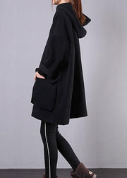 Women hooded thick cotton clothes For Women Sewing black tops - bagstylebliss