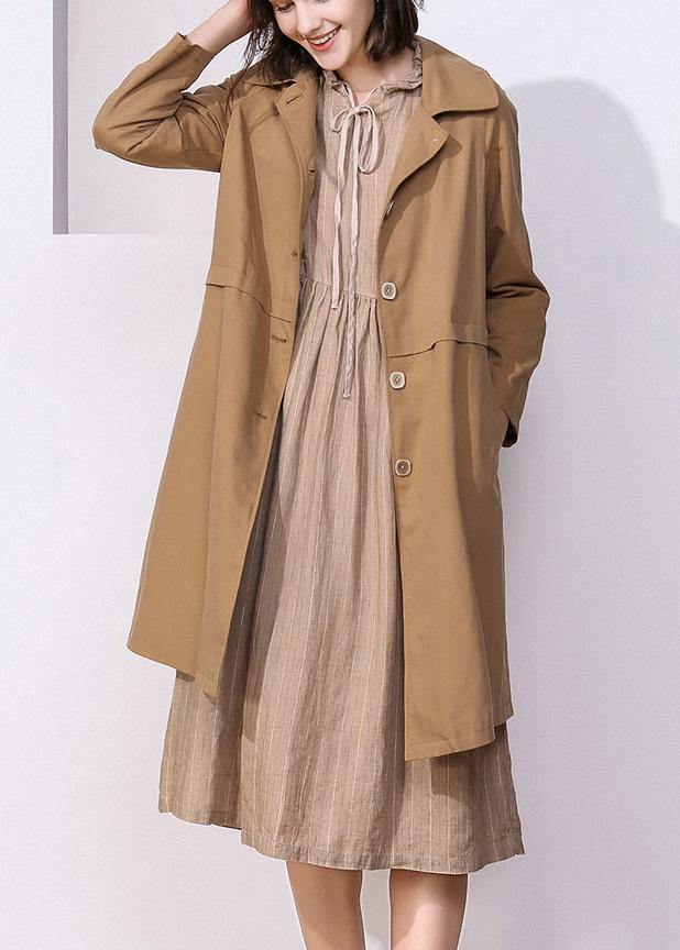 Women khaki fine trench coat Inspiration long sleeve spring jackets - bagstylebliss