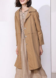 Women khaki fine trench coat Inspiration long sleeve spring jackets - bagstylebliss