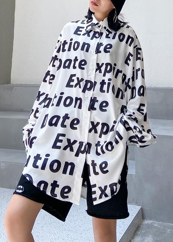 Women lapel Button Down tunics Work Outfits Letter shirt - bagstylebliss
