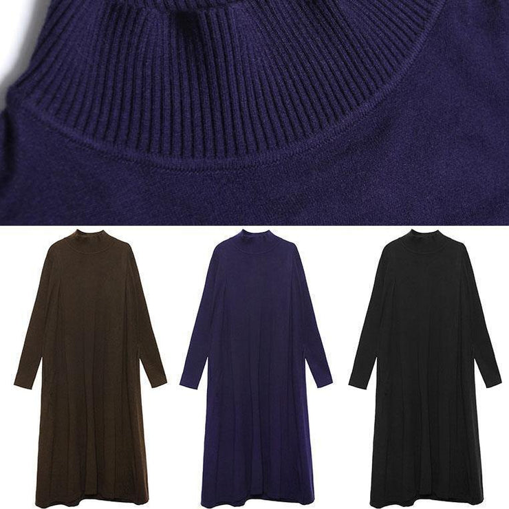 Women loose hem Sweater dress outfit Vintage blue Fuzzy knit top fall - bagstylebliss