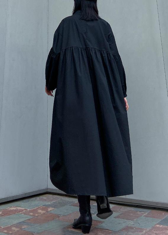 Women low high design cotton spring Tunic Runway black A Line Dresses - bagstylebliss