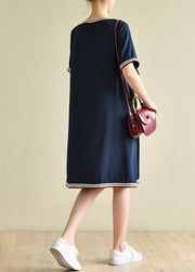 Women navy clothes Women v neck pockets baggy summer Dresses - bagstylebliss