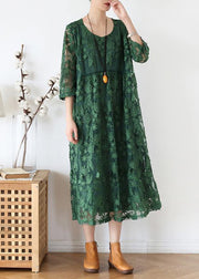 Women o neck half sleeve dress Inspiration green Maxi Dress - bagstylebliss