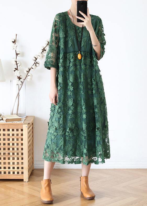 Women o neck half sleeve dress Inspiration green Maxi Dress - bagstylebliss
