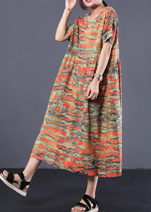 Women o neck linen dresses Fashion Ideas yellow prints Dresses summer - bagstylebliss