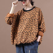 Women o neck tunic top Wardrobes yellow Leopard shirts - bagstylebliss