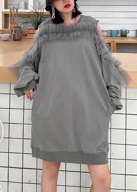 Women off the shoulder summer quilting dresses Shape gray Dresses - bagstylebliss