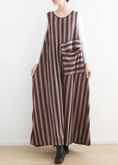 Women pink striped cotton pants sleeveless Dresses jumpsuit pants - bagstylebliss