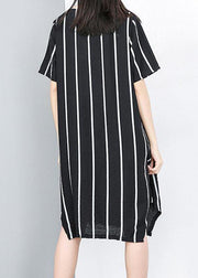 Women plus size Summer Pullover Fashion Striped Irregular Dress - bagstylebliss