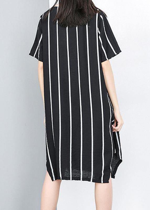 Women plus size Summer Pullover Fashion Striped Irregular Dress - bagstylebliss