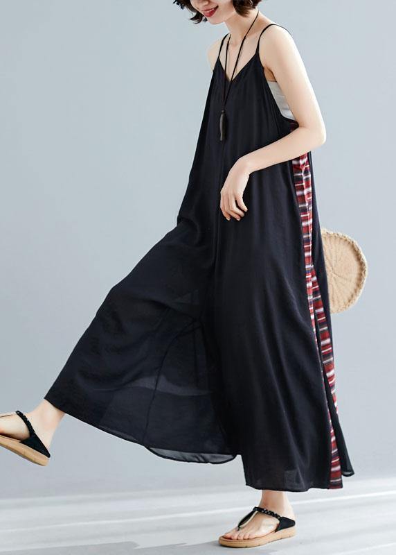 Women sleeveless cotton dresses Shape black patchwork cotton robes Dresses summer - bagstylebliss