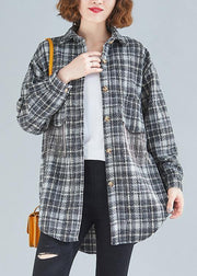 Women spring clothes For black plaid blouse - bagstylebliss