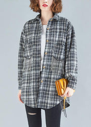 Women spring clothes For black plaid blouse - bagstylebliss