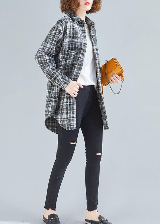 Women spring clothes For black plaid blouse - bagstylebliss