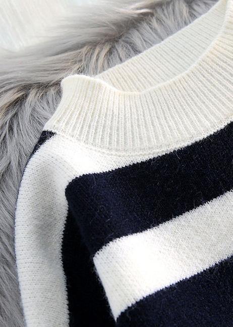 Women striped Sweater weather fashion patchwork Fuzzy knit dress - bagstylebliss