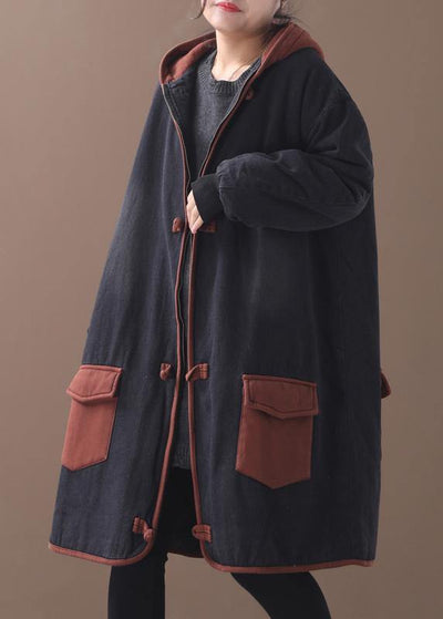 Women two pockets Fine winter Coats Women red hooded baggy coat - bagstylebliss