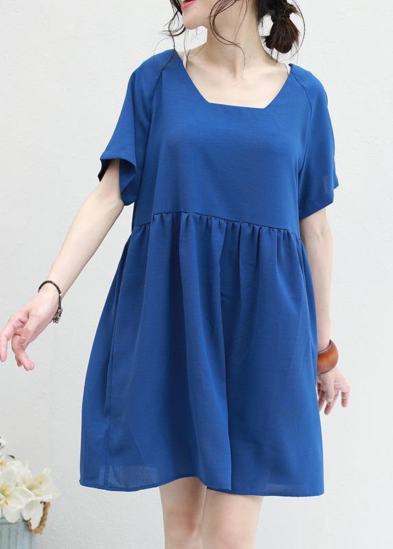 Women two ways to wear chiffon tunic top Sewing blue v neck Dress summer - bagstylebliss