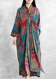 Women v neck asymmetric clothes Tunic Tops floral Dresses - bagstylebliss