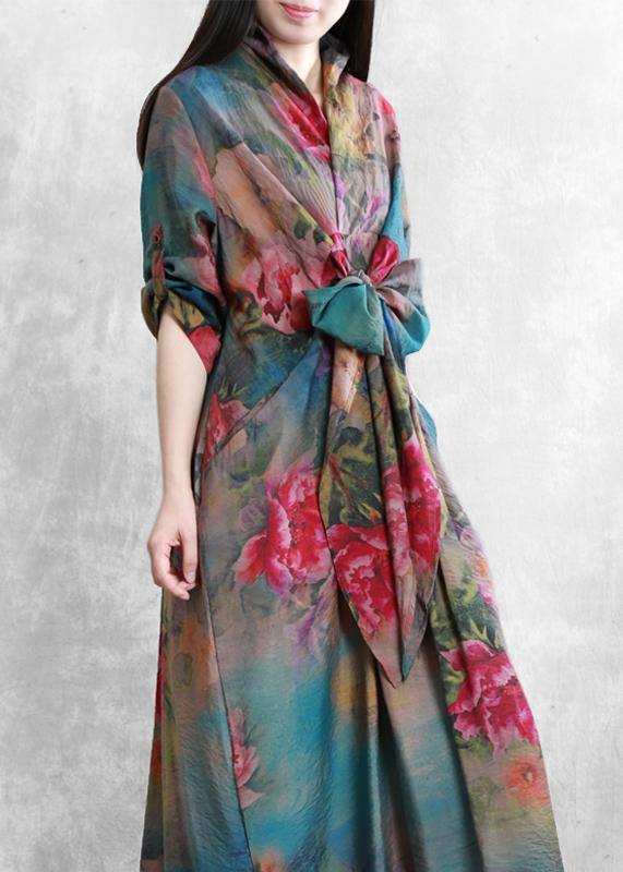 Women v neck asymmetric clothes Tunic Tops floral Dresses - bagstylebliss