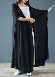 Women v neck asymmetric cotton summer Tunics pattern black Maxi Dresses - bagstylebliss