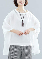 Women white cotton crane tops low high design oversized summer shirt - bagstylebliss