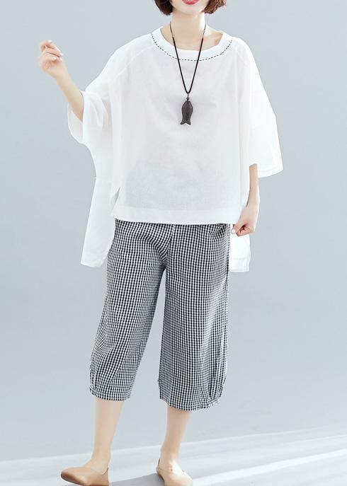 Women white cotton crane tops low high design oversized summer shirt - bagstylebliss