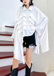Women white shirts lapel Cinched Dresses tops - bagstylebliss