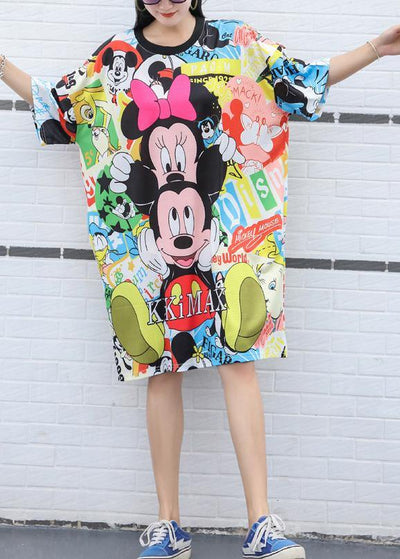 Women yellow Cotton Wardrobes Cartoon print Knee summer Dresses - bagstylebliss