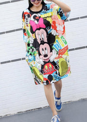 Women yellow Cotton Wardrobes Cartoon print Knee summer Dresses - bagstylebliss