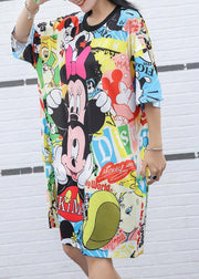 Women yellow Cotton Wardrobes Cartoon print Knee summer Dresses - bagstylebliss