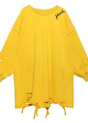Women yellow shirts Tutorials o neck Hole spring blouses - bagstylebliss