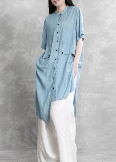 Women's Fashion Personality Suit Blue Irregular Long Shirt White Wide Leg Pants - bagstylebliss