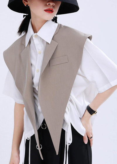 Women's Khaki clothes with magic weapon suit collar vest - bagstylebliss