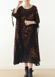 Women's Loose Large Irregular Leopard Chiffon Dress - bagstylebliss