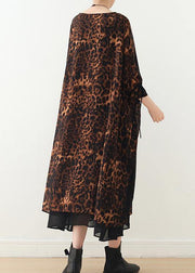 Women's Loose Large Irregular Leopard Chiffon Dress - bagstylebliss