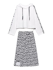 Women's Retro Fashion Fried Street Leopard Print Bodysuit Two Piece Skirt - bagstylebliss
