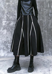 Women's Retro skirt high waist large black striped skirt new - bagstylebliss