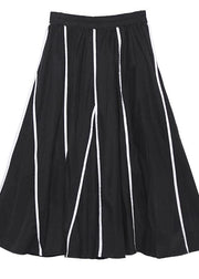 Women's Retro skirt high waist large black striped skirt new - bagstylebliss