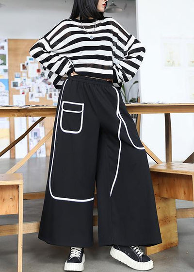 Women's high waist loose straight summer thin section  black nine-point casual pants - bagstylebliss